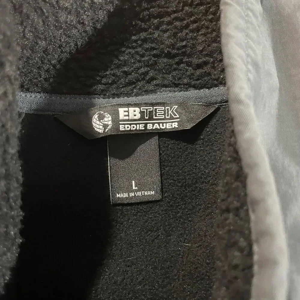 Eddie Bauer EBTEK Full Zip Up Sleeveless Sweater Vest Fleece Gray Men’s Large - Picture 3 of 11